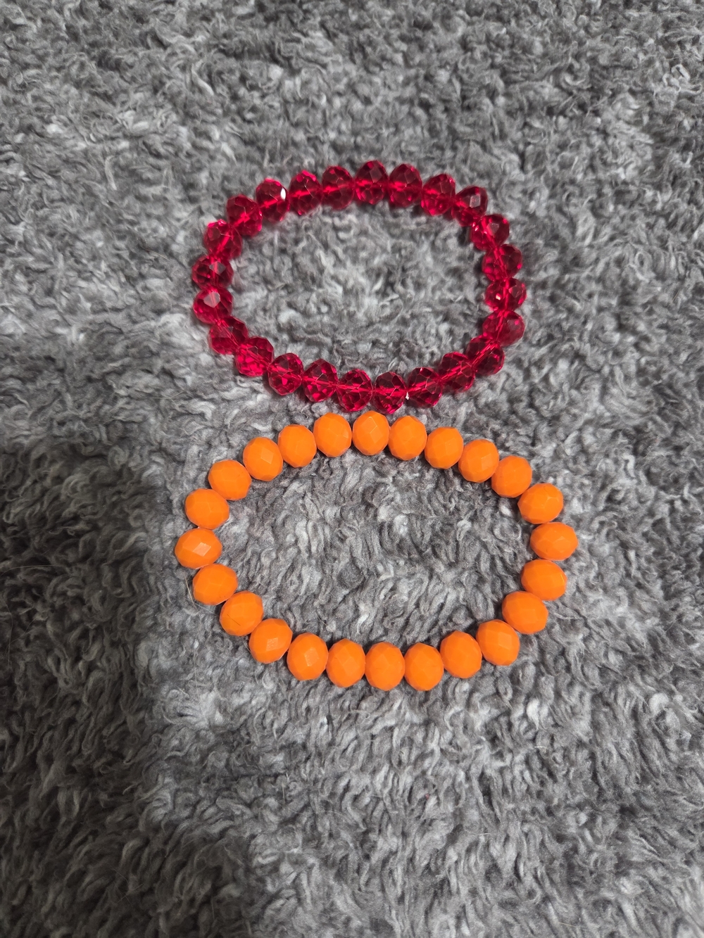 Beaded Stretch Bracelet Set - Red & Orange